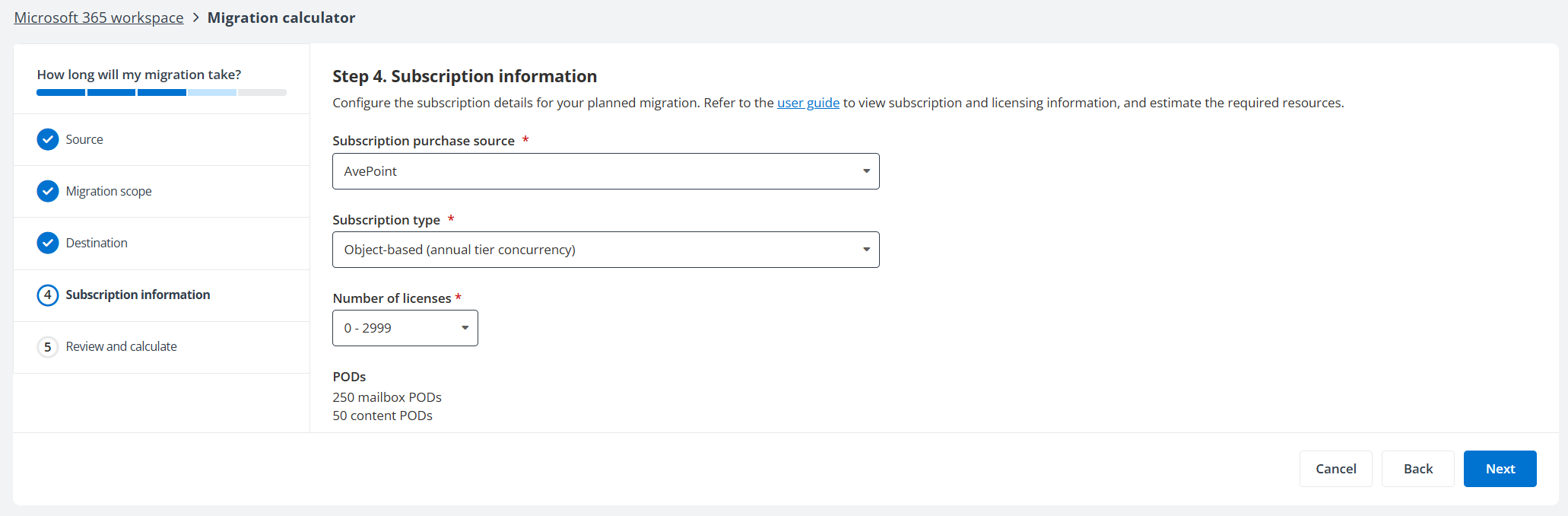 Configure Migration Esimates step 4